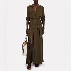 L'AGENCE Cameron Maxi Shirt Dress Olive Green XS